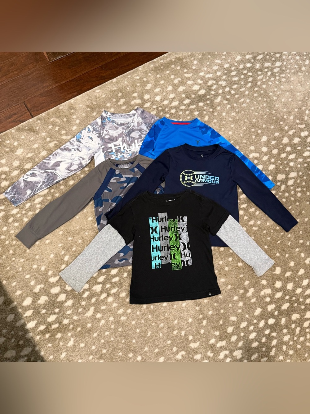 Bundle (5) Boys Variety Long Sleeve Performance Tee. Size 5